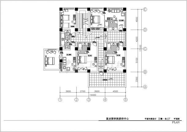 重庆某大学3层接待中心装修设计图纸（带两层地下层）-图二