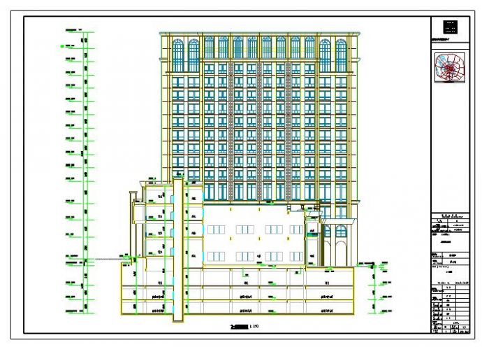 三段式处理风格连廊式双塔办公楼建筑施工图（知名设计院）_图1