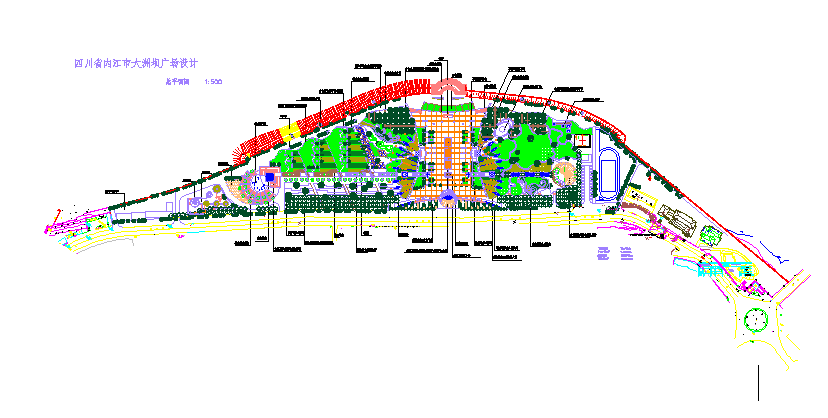 某宽阔广场水景全套景观CAD设计施工图