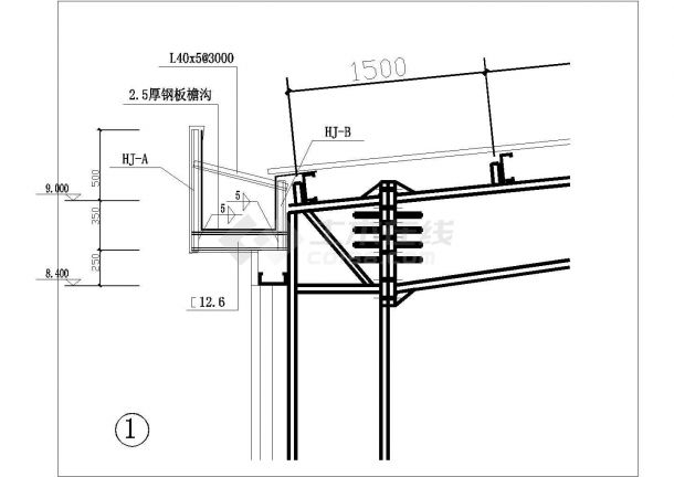 檐沟大样cad结构设计图纸（墙架在外）-图二