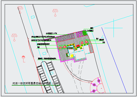 公园建筑周边绿化园林设计CAD平面图_图1