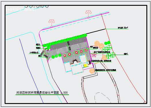 公园建筑周边绿化园林设计CAD平面图-图二