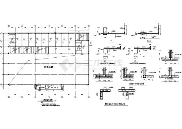 大型企业食堂网架结构cad设计施工图-图二