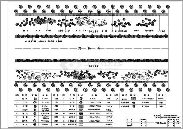某地区开发区道路两旁绿化设计施工图-图一