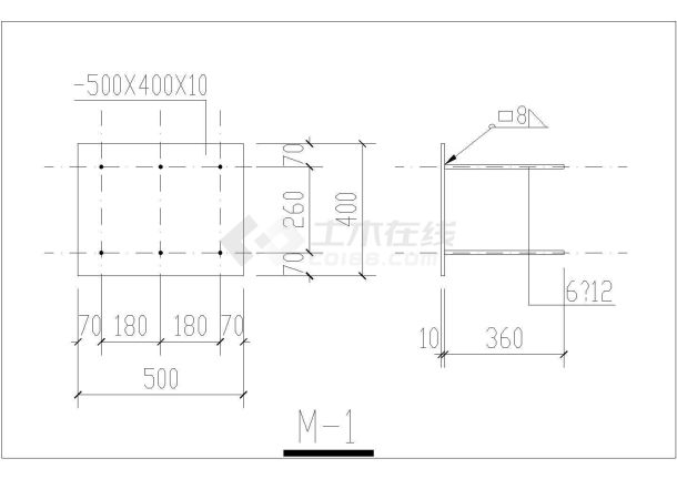 吊车柱的预埋件cad结构设计大样详图-图一