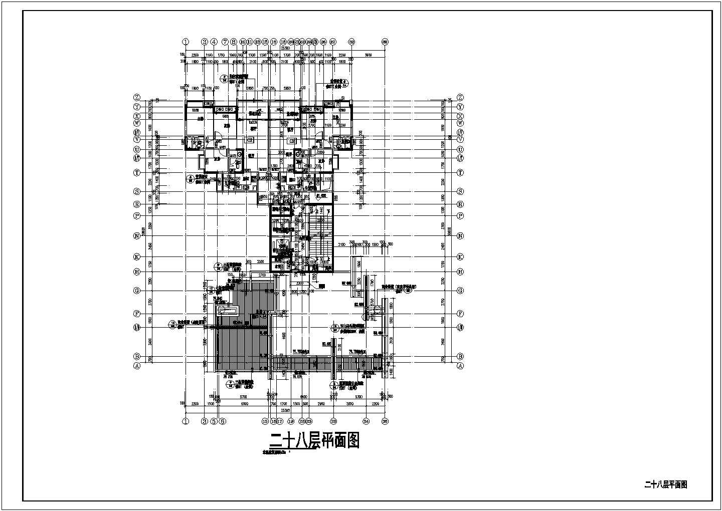 多栋楼28层现代风格住宅楼及单体建筑设计cad施工图，含说明