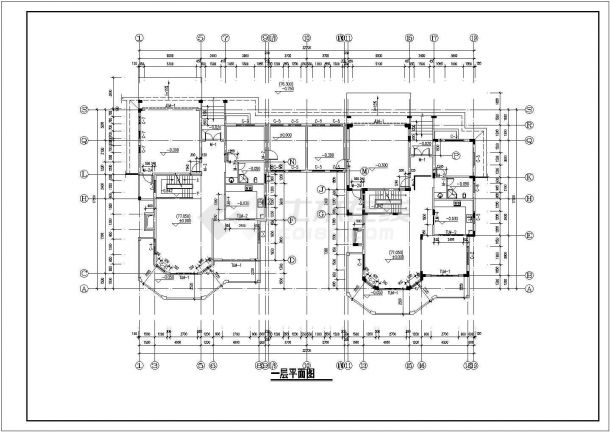 某2层框架坡地别墅建筑结构设计图-图二