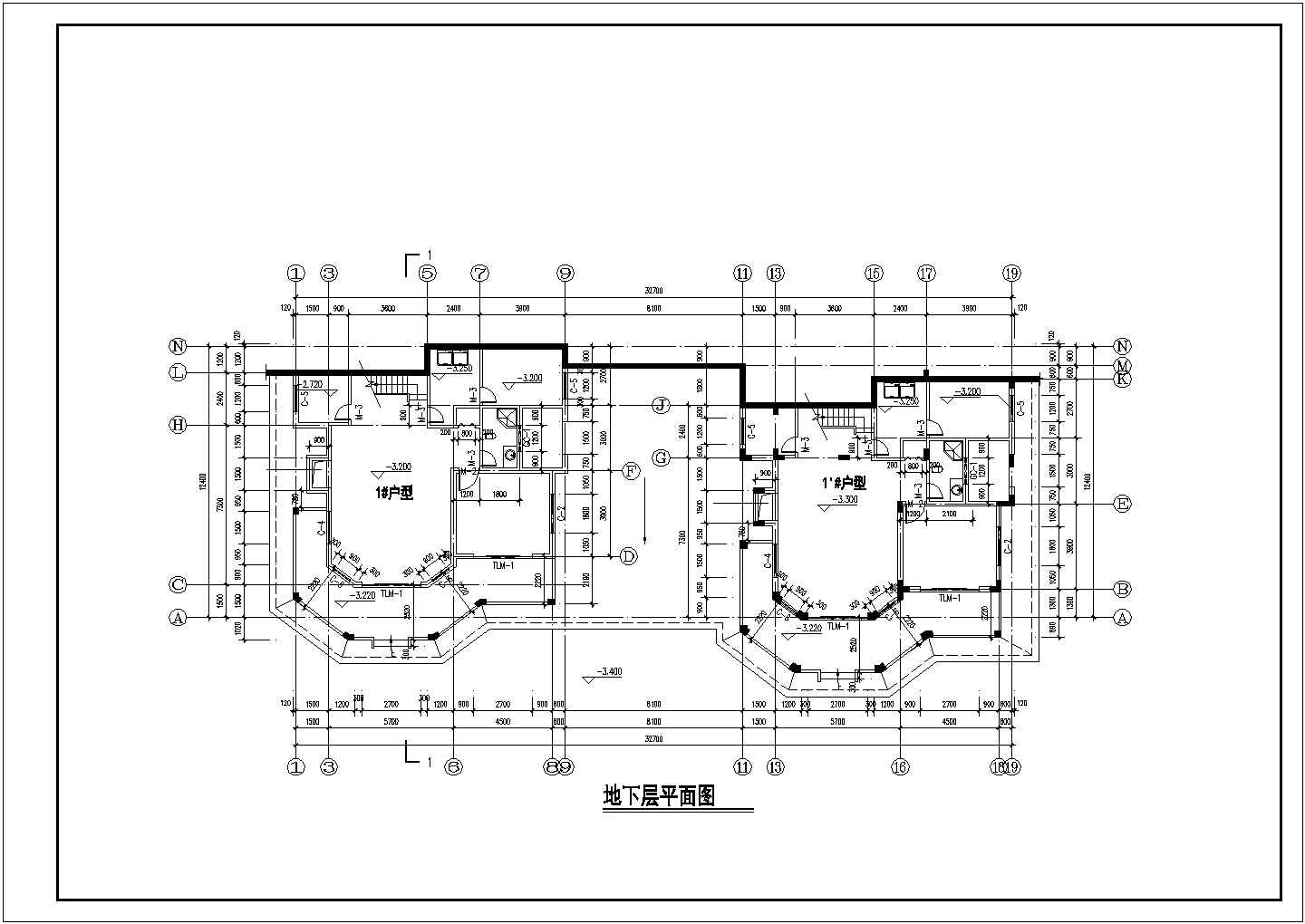 某2层框架坡地别墅建筑结构设计图