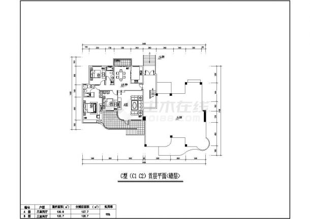 某地花园复式住宅户型平面图（设计院）-图二