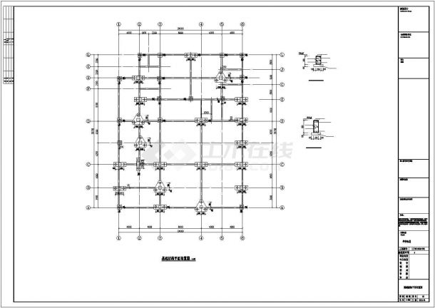 两层框架结构食堂演播厅建筑结构施工图-图二