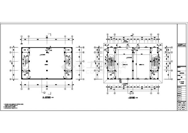 两层框架结构嘉年华游乐园城堡建筑结构施工图-图一