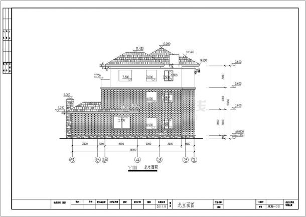 某3层砖混坡屋顶个人别墅建筑结构设计图-图一
