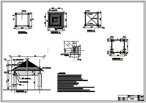 非常详细的景观亭和休息长廊设计图CAD详图-图一