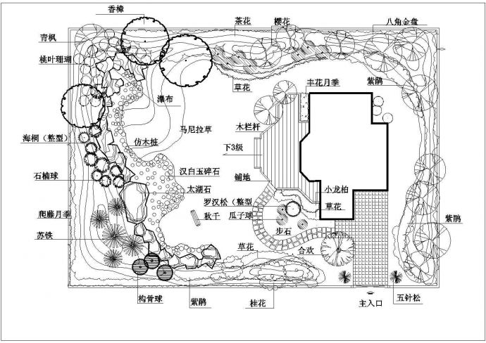 某地小庭院环境景观规划设计详细图纸_图1