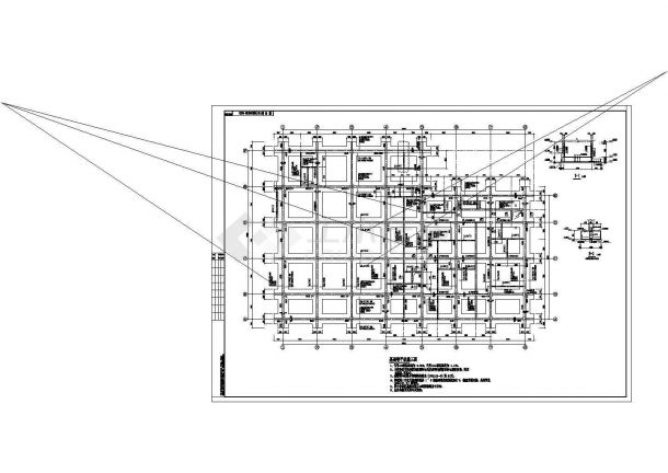 局部四层框架食堂结构施工图(坡屋面)-图二