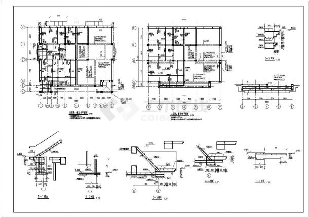 某三层砖混结构别墅结构设计施工图纸-图二