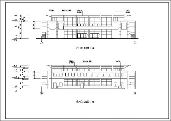 二层框架结构新校舍学校食堂、多功能厅建筑施工图_图1