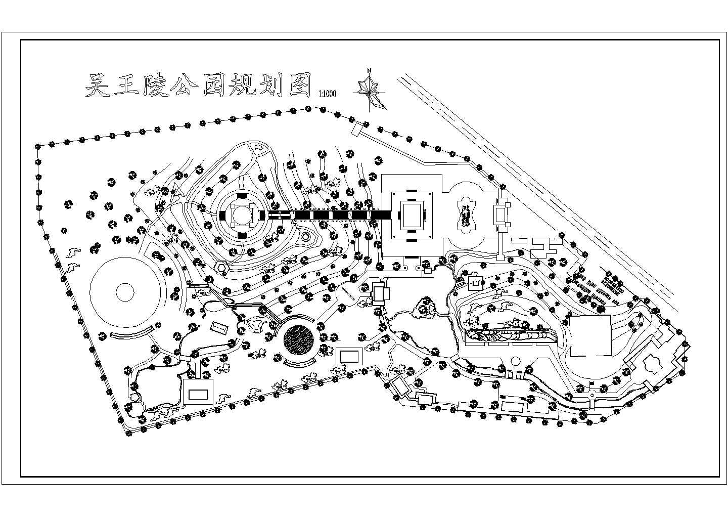 某地区陵墓公园绿化规划设计总平面图