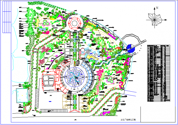 某地区文化广场绿化工程总平面施工图-图一