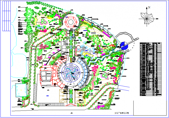 某地区文化广场绿化工程总平面施工图_图1