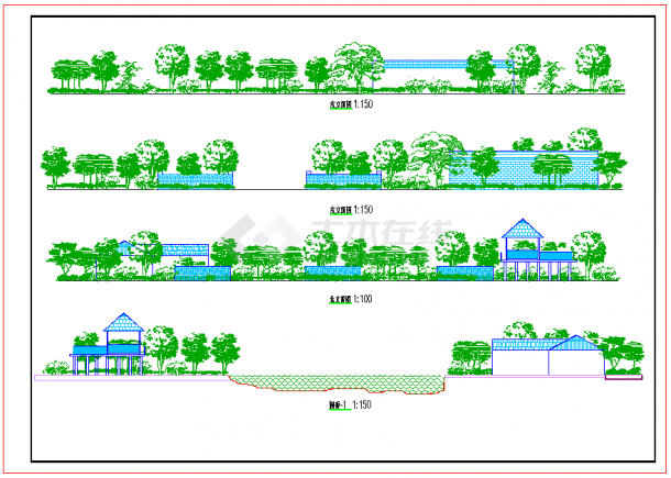 某地区园林景观规划立面设计施工详图-图一