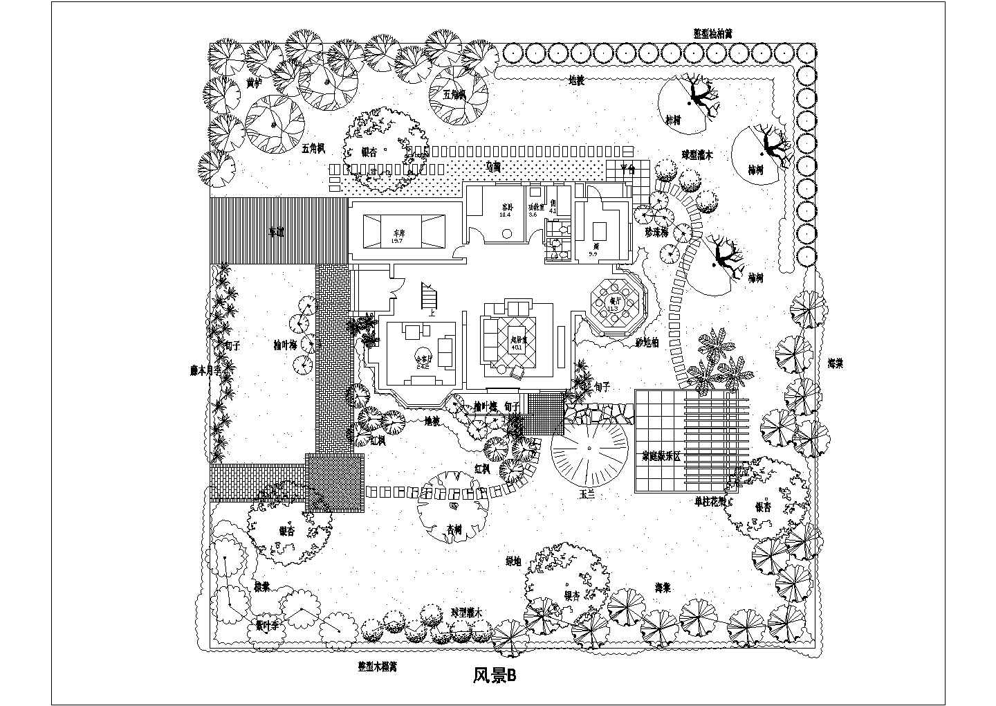 某地全套别墅私家花园设计施工图纸