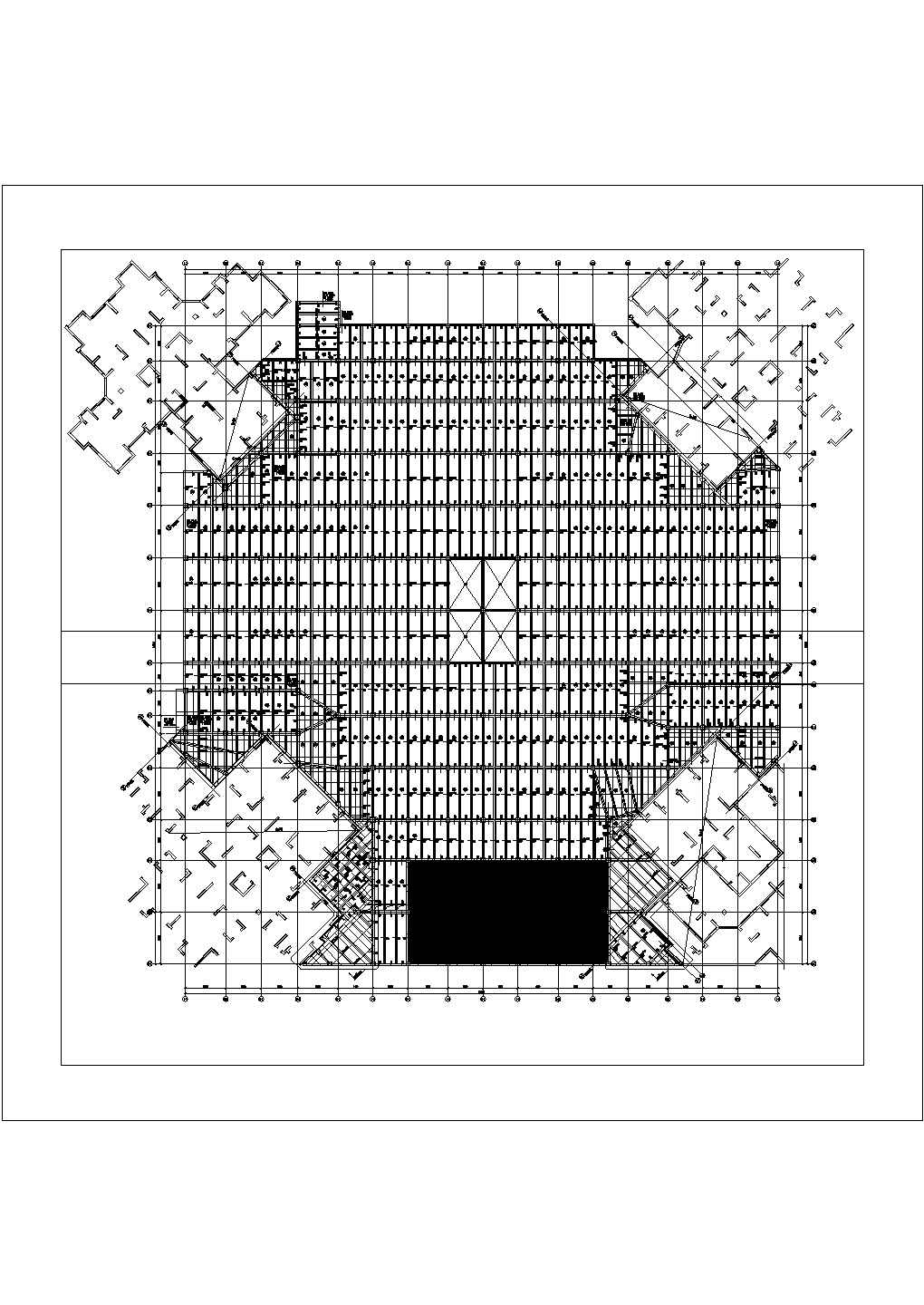 地下三层框架结构车库结构施工图（地上一层商铺）