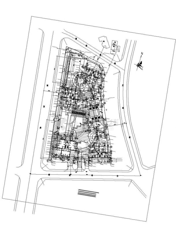 深圳某小区室外给排水总平面图-图一