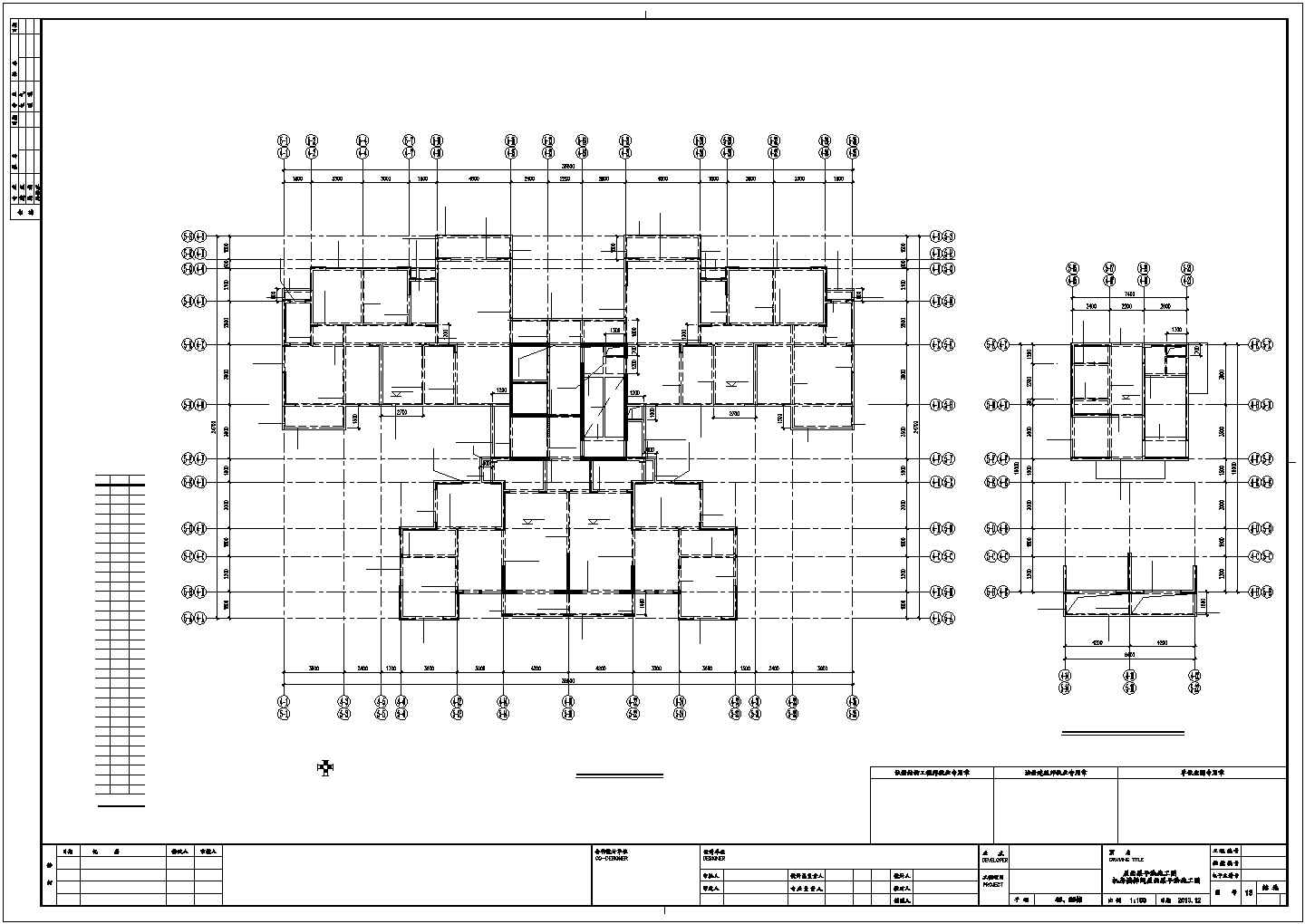 [长沙]16幢保障性住房大型住宅小区结构施工图（33层、32层、22层）