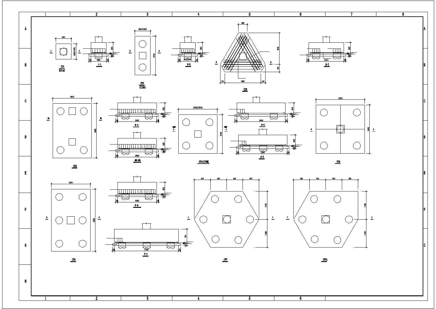 弧形花园住宅结构设计图（桩基础，共14张）
