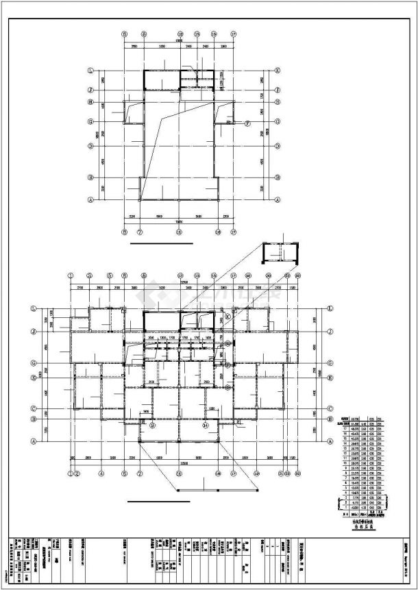 [阜南]17层框架剪力墙结构高层住宅结构图（两层底商裙房）-图一