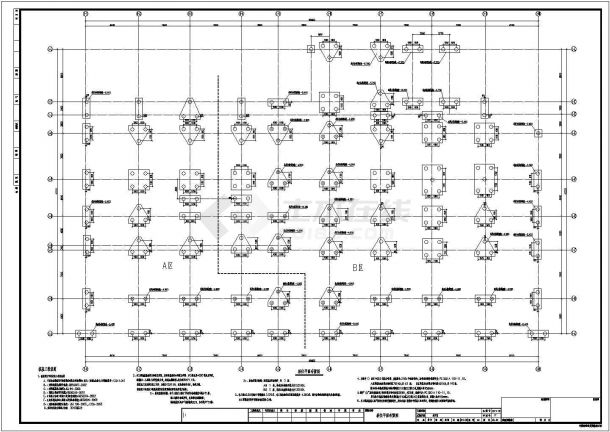 某框架地下室结构设计图（筏形基础，共11张）-图一