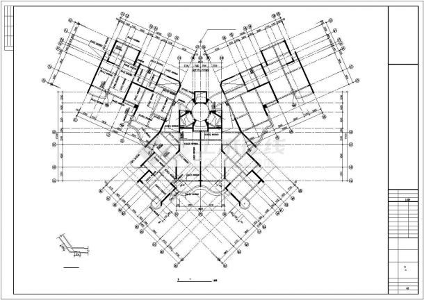 [广东]4栋连体三十四层框架核心筒结构商住楼结构施工图（含转换层）-图二