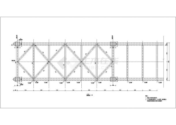 净跨71米人行天桥钢桁架梁设计图（节点详细）-图一