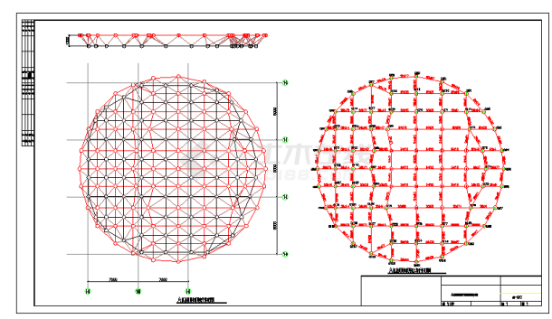 管桁架结构空间网架钢结构屋面结构施工图-图一