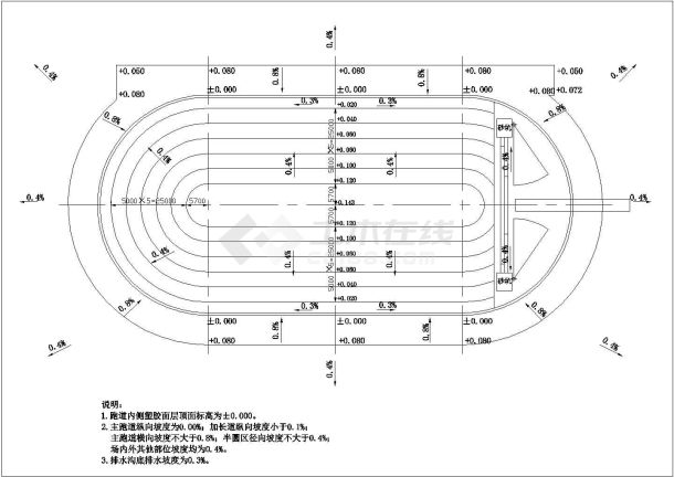 400米标准塑胶田径场全套结构设计施工图纸-图二