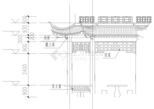 重檐六角亭建筑结构施工图纸-图二