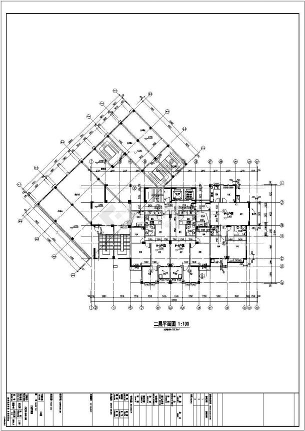 某十七层框剪结构高层综合楼结构施工图（含建筑图两层底商）-图二