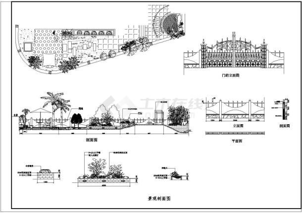 某独立式别墅景观设计施工图-图二