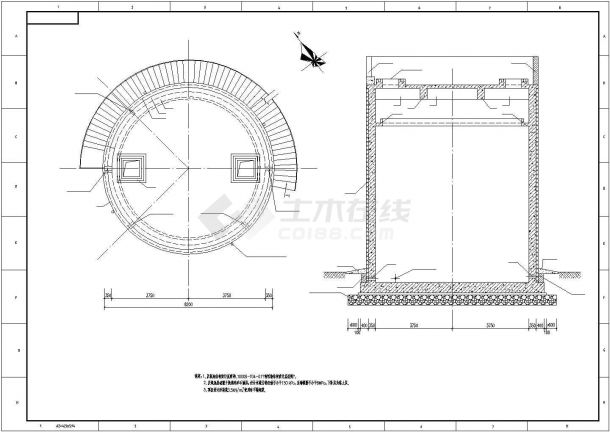 某圆形水池结构剖面CAD参考图-图二