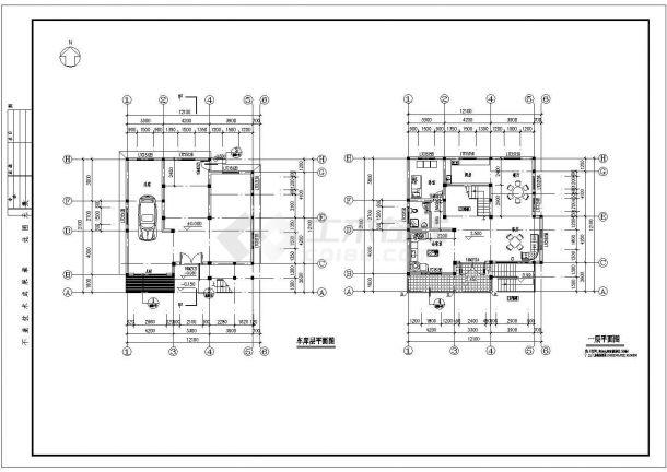 某三层框架结构别墅结构设计图-图二
