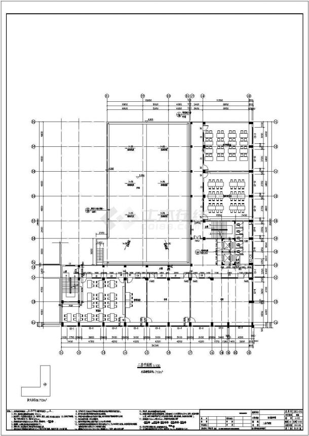 七层框架结构商务职业学校实训教学楼结构施工图（含建筑图）-图一