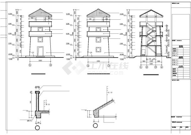 [浙江]四层山地公园框架结构了望塔结构施工图（含建筑图）-图一