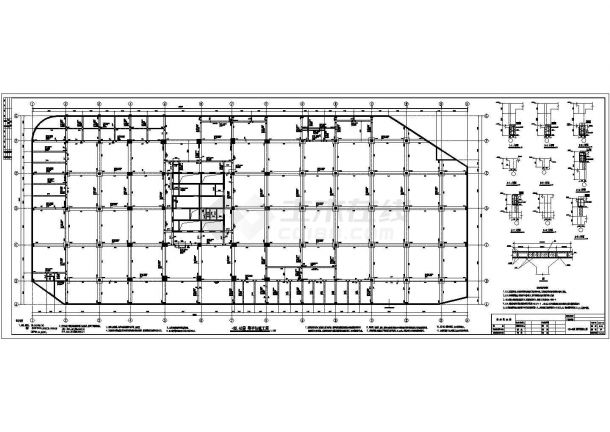 【重庆】四十层框架核心筒结构单体写字楼结构施工图（152米）-图一