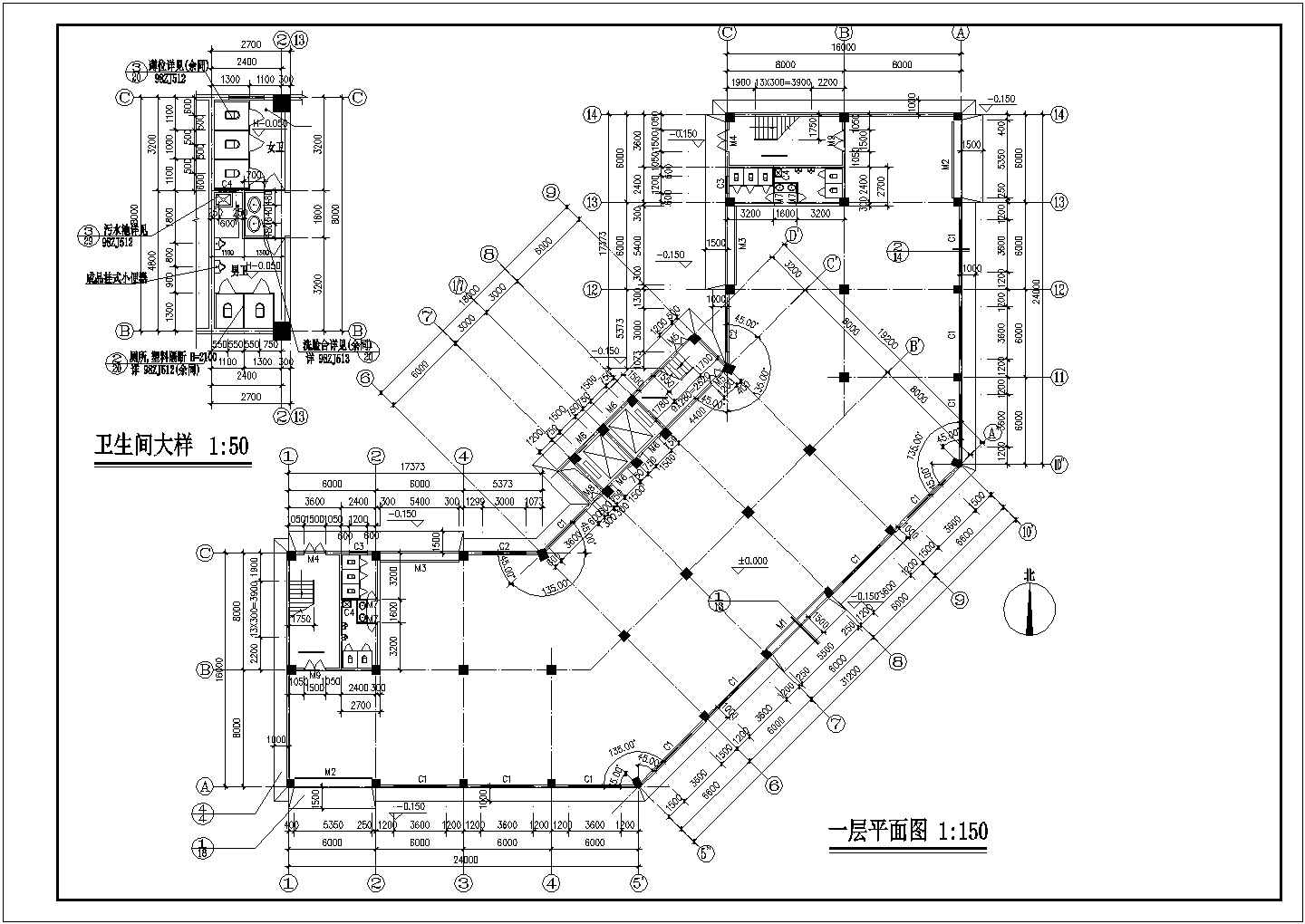 某地上五层框架酒店结构设计图（含设计说明）