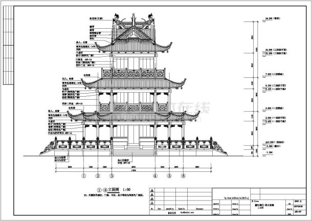 某三层仿古公园建筑设计方案施工图-图二