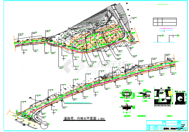 [广东]某道路雨污排水平面图-图一