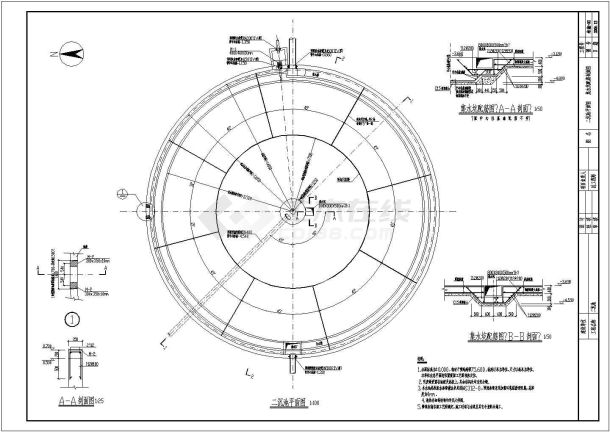 某大型污水处理池二沉池结构设计施工图（含工艺图）-图一
