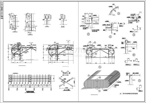 某地二层钢框架结构厂房结构施工图-图一