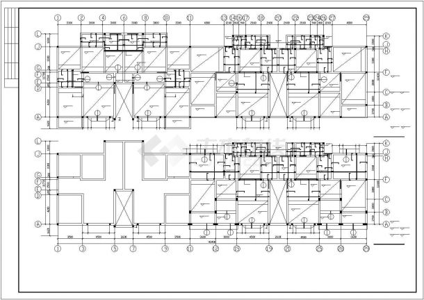 多层砖混住宅楼框架规划CAD套图-图一